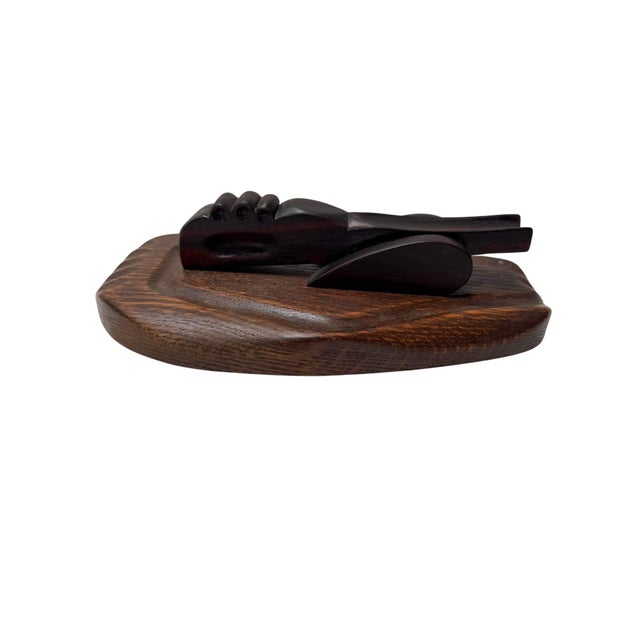 Art Deco Amsterdamse School Oak and Macassar Desk Paperweight, 1920s For Sale - Image 4 of 6