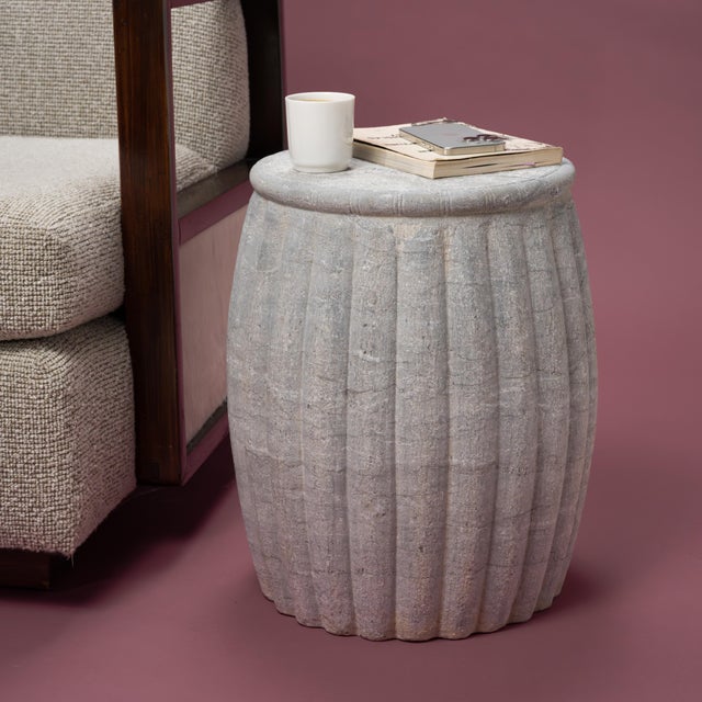 Early 21st Century Chinese Melon Stone Drum For Sale - Image 5 of 6