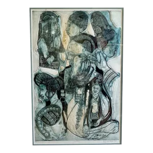Bruce Onobrakpeya - Blue Base 1988 - Plastograph Engraving