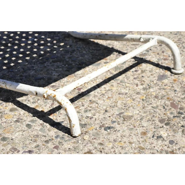 Green Early 20th Century Metal Basketweave Green White Porch Outdoor Spring Arm Chair For Sale - Image 8 of 9