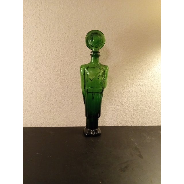 1960s Vintage Green Empoli Bugle Boy Decanter With Stopper, Italy For Sale - Image 5 of 5
