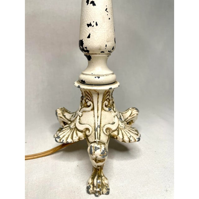French Country Small Cream Table Lamp For Sale - Image 10 of 12