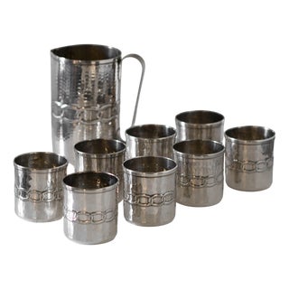 Glasses and Pitcher by Argentieri Fratelli Calegaro, 1968, Set of 9 For Sale