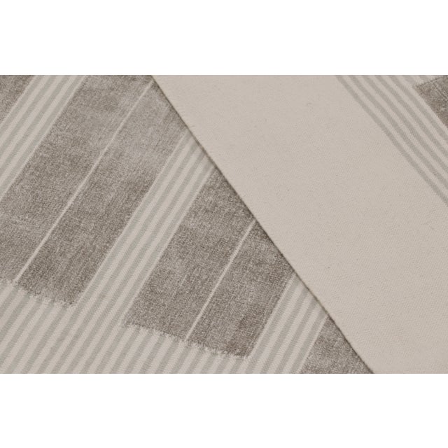 Textile Rug & Kilim’s Dhurrie Rug in Cream and Beige Stripes For Sale - Image 7 of 9