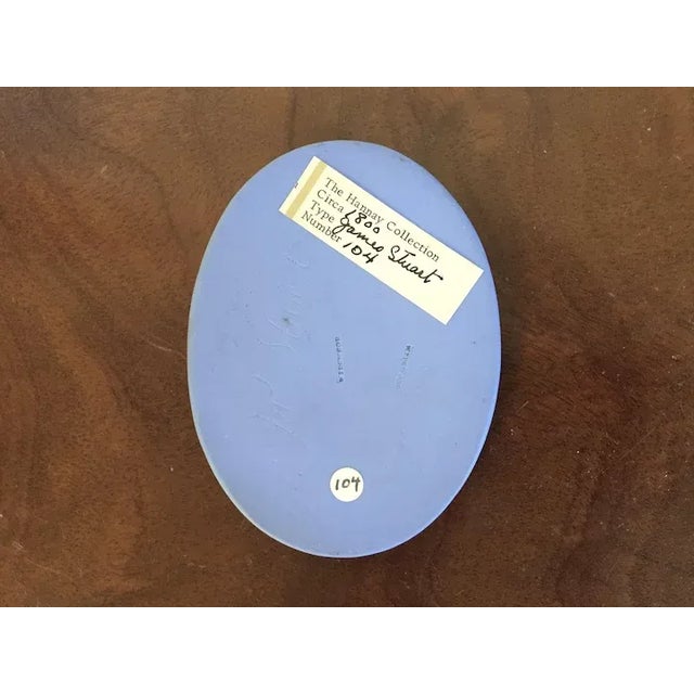 Blue 18th Century George III Wedgwood Solid Jasperware Portrait Plaque Medallion of James Stuart For Sale - Image 8 of 10