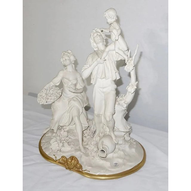 Important Capodimonte porcelain sculpture by Italian artist Cesare Villari, depicting a romantic scene of a young couple...