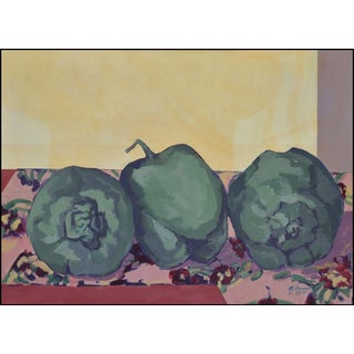 'Three Green Peppers' a Still Life by American Expressionist, George Brinner For Sale