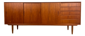 Danish Teak Credenza with Sliding Doors and Drawers, 1960s