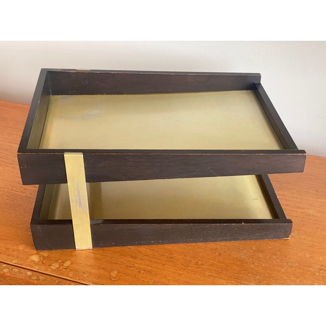 Vintage MCM Duk-It 2 Two Tier Wood Desk Organizer Letter Tray For Sale - Image 10 of 18