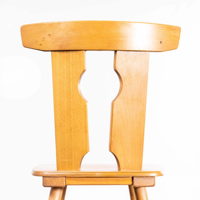Industrial Handmade Blonde Dining Chairs, Alsace, France, 1950s, Set of 6 For Sale - Image 6 of 11