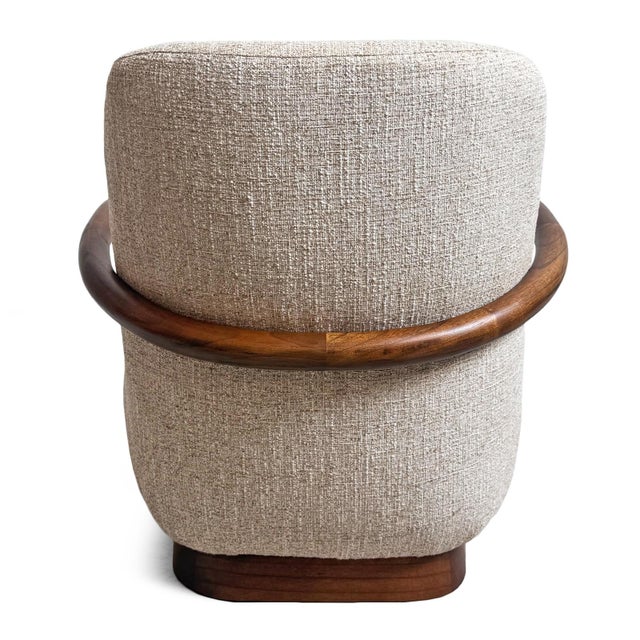 Curved Wood & Tweed Mid-Century Modern Arm Chair For Sale - Image 11 of 13