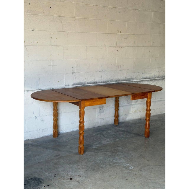 Oak Extendable Dining Table With Pull-Out Leaves Danish Mid-Century Modern 1960s For Sale - Image 11 of 12