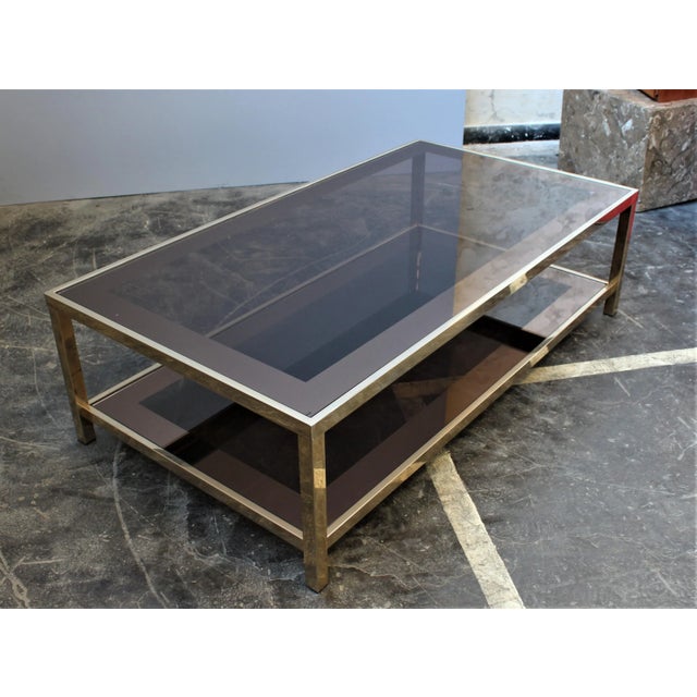 Coffee Table with Bronze Mirror Strip from Belgo Chrom, 1970s For Sale - Image 4 of 5