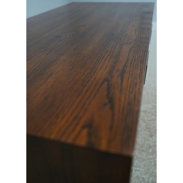 Brown Henredon Oak Campaign Style 1 Drawer Writing Desk For Sale - Image 8 of 18