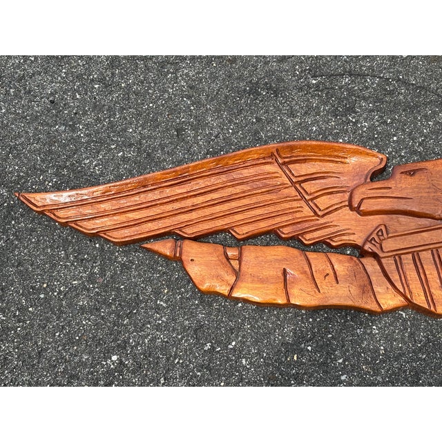 Artisan Late 19th C. Wood Carved Federal-Style American Eagle, Shield, and Banner For Sale - Image 4 of 7