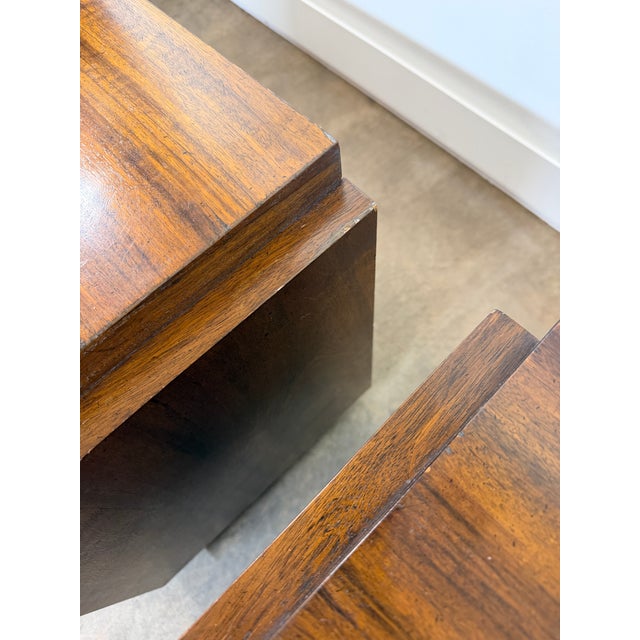 Pair of Lane Staccato Brutalist Walnut Nightstands or End Tables, 1970s For Sale - Image 14 of 16