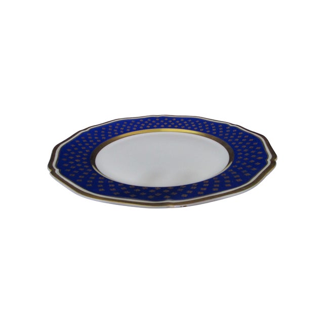 French 1920's Ceralene Malmaison Raynaud Limoges France Cobalt and Gold Star Lunch Plate Rooster Mark For Sale - Image 3 of 7