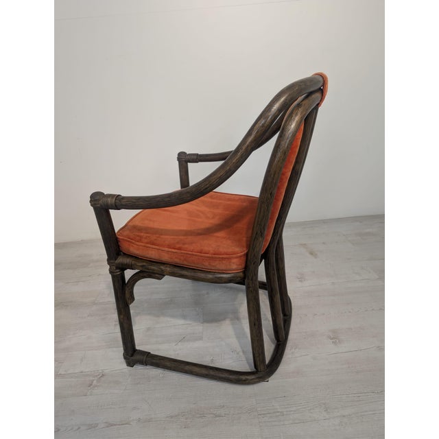 Vintage Upholstered Rattan Armchair For Sale - Image 9 of 18