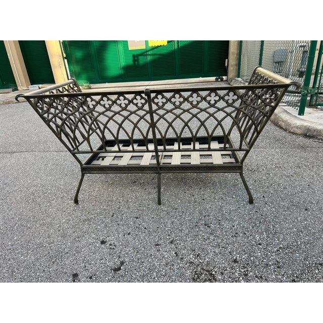 Charming Wrought Iron Patio Settee and Chair Style 2 Pieces For Sale - Image 15 of 18