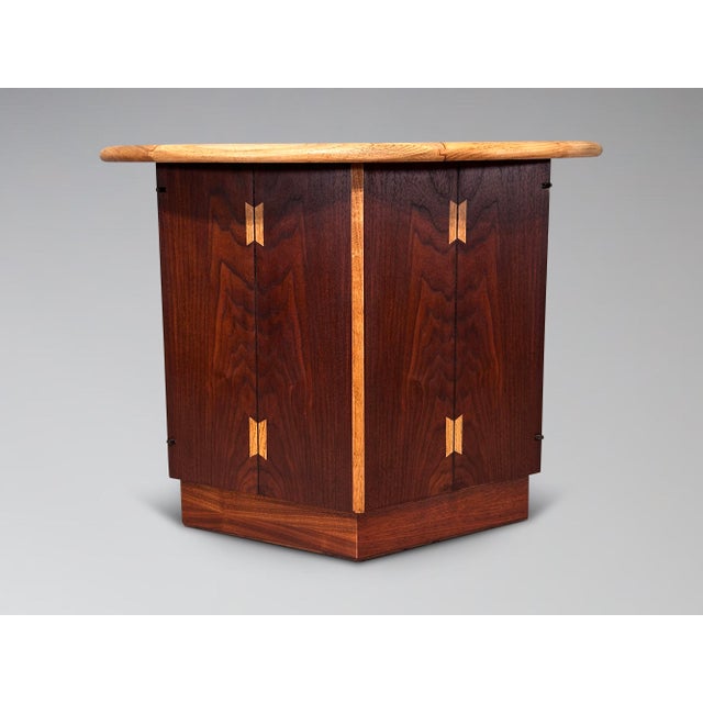 Restored Lane Acclaim Drum Table Round Hexagon Side End Table Storage Cabinet For Sale In Milwaukee - Image 6 of 14