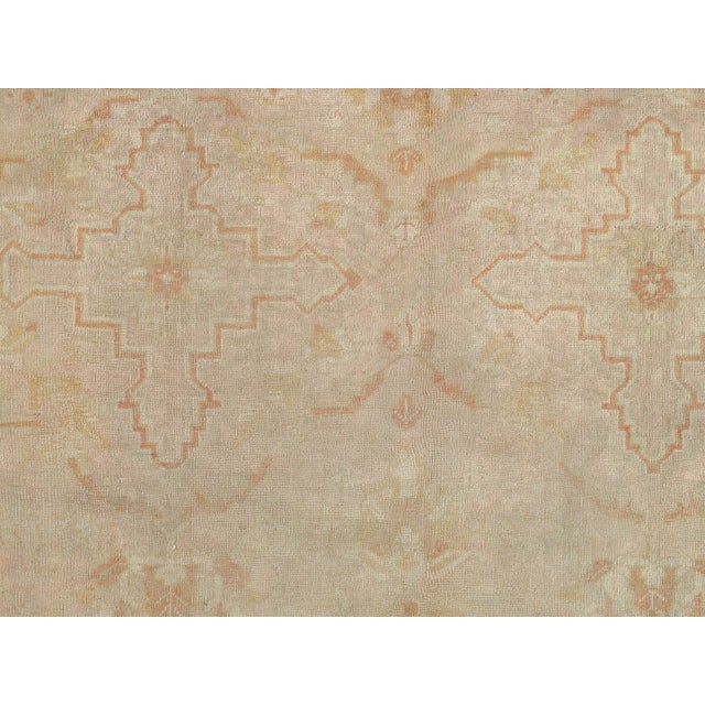 Antique Oushak Carpet, Handmade Turkish Oriental Rug, Beige, Taupe, Soft Shrimp For Sale - Image 16 of 18