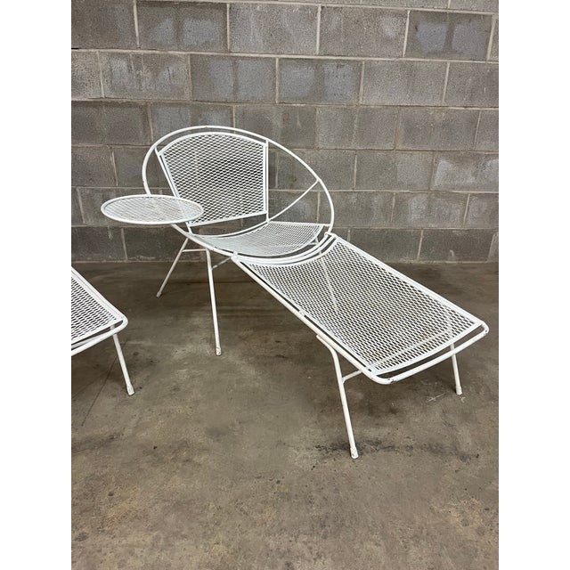 Off-white Pair Vintage Maurizio Tempestini for Saulterini “Radar” Lounge Chair With Drink Table., Attributed For Sale - Image 8 of 12