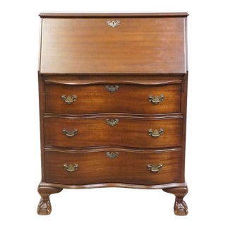 Lammert's Furniture Solid Mahogany Traditional Style 31" Serpentine Front Secretary Desk For Sale