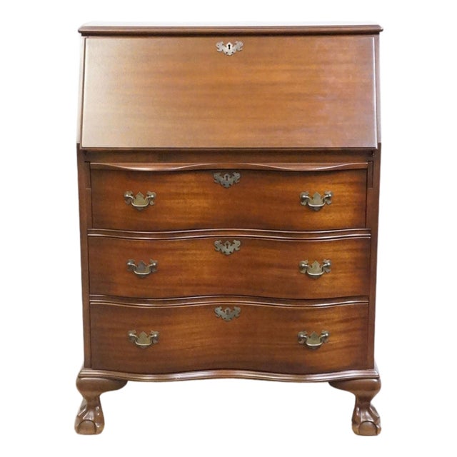 Lammert's Furniture Solid Mahogany Traditional Style 31" Serpentine Front Secretary Desk For Sale