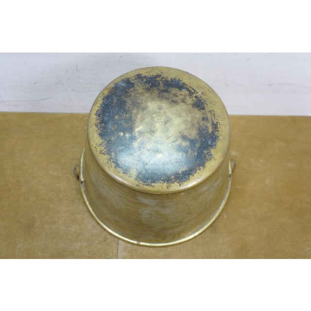 Antique 1860s Cg Hussey Pittsburgh Spun Brass Fire Bucket Pail W Iron Handle 13" For Sale - Image 9 of 11