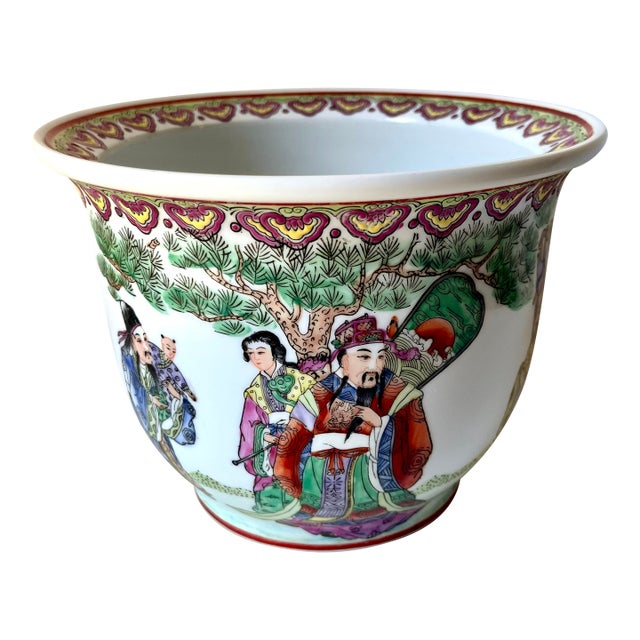 Chinese 'Famille Verte' Porcelain Cachepot-Quianlong Mark For Sale