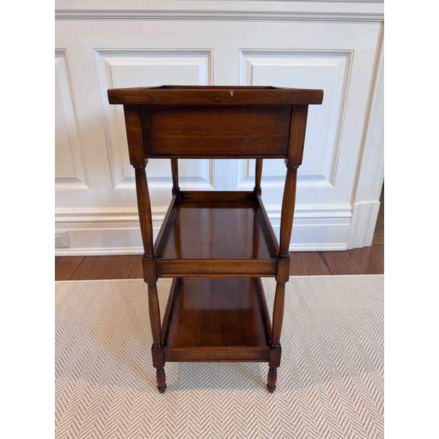Antique Fruitwood Three Tier Side Table W/ Drawer For Sale - Image 9 of 14