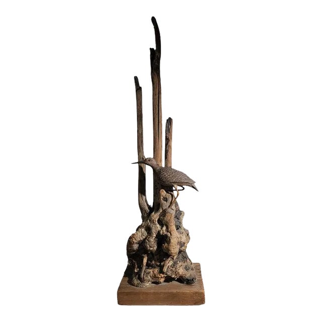 Folk Art Drift Wood Sculpture W/ Bird For Sale