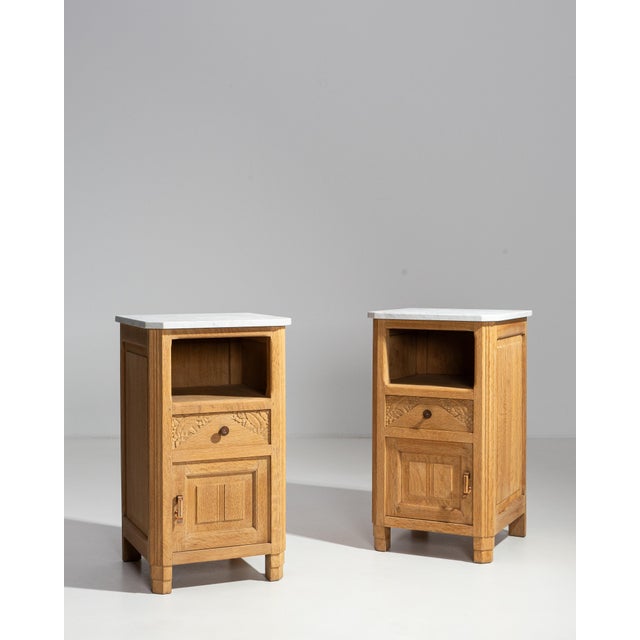 1920s Oak Art Deco Side Table With Marble Top For Sale - Image 11 of 18