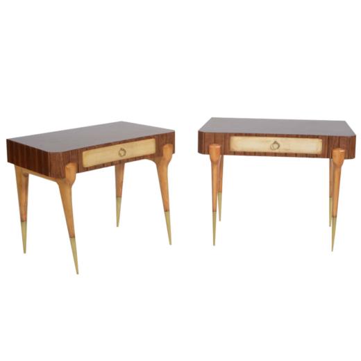 Mid Century Side Tables With Parchment Drawers - Set of 2 For Sale - Image 9 of 9