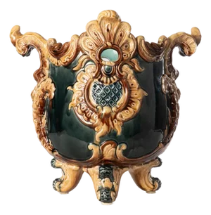 Antique Continental Rococo Majolica Jardinière