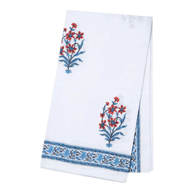 Nargis 10-Seat Orange & Blue Tablecloth For Sale