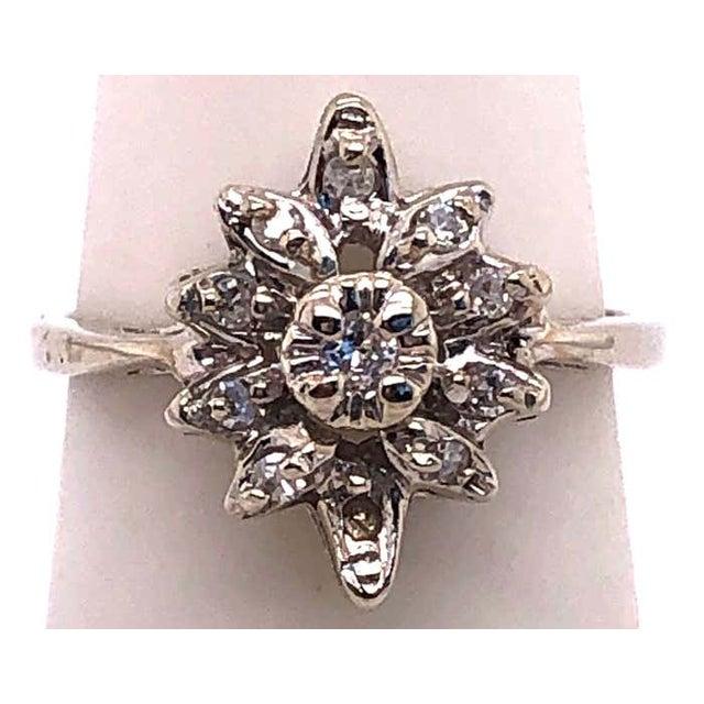 Metal 14 Karat White Gold Contemporary Ring Diamond Floral Design 0.33 TDW, Size 5.75 For Sale - Image 7 of 8