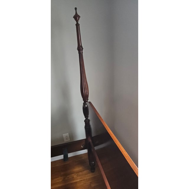 High Quality American Made Carved Mahogany King Size Bed Frame with Rice Carved Posts Dimensions 76ʺW × 87.75ʺD × 86.75ʺH...