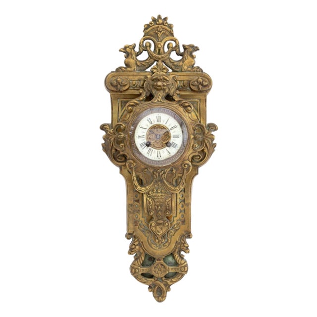French Louis XV Style Bronze Cartel Clock, 19th C. For Sale
