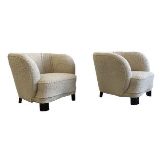 Danish Club Chairs with Beechwood Frames by Viggo Boesen, 1940s, Set of 2 For Sale