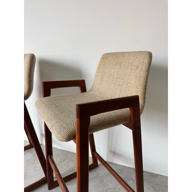 Wood 1960’s Mid-Century Danish Modern Teak Bar Stools – A Pair For Sale - Image 7 of 12
