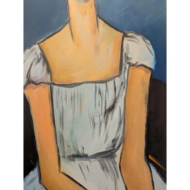 Peaceful Moment - Oil on Board 18x24 in the Style of Modigliani For Sale - Image 4 of 5