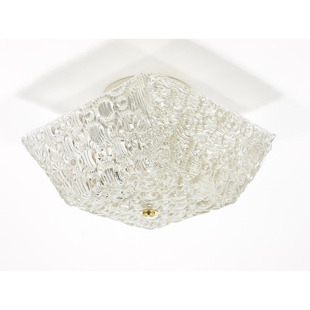 Square Brass and Textured Glass Ceiling Light by J. T. Kalmar for Kalmar, 1950s For Sale - Image 8 of 18