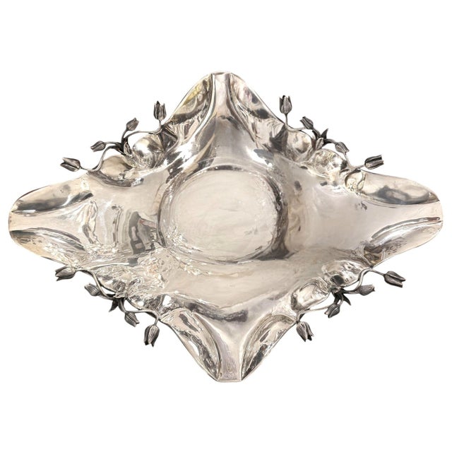 Elegant pair of Damar 925 sterling silver centerpiece bowls, each distinguished by a broad, sculptural form with an...