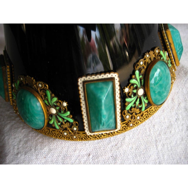 1920s 1920s Art Deco Heinrich Hoffman Style Glass Jeweled Perfume Bottle For Sale - Image 5 of 9