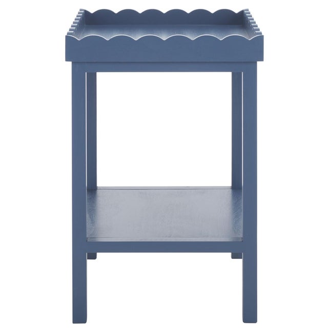 Wood Starlyn Scalloped Accent Table in Blue For Sale - Image 7 of 8