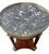 Elegant late 19th century Empire style side table with a circular gray-and-white marble top, pierced bronze gallery, and...