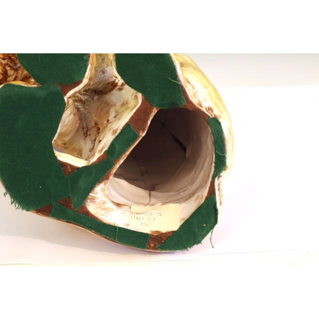 Italian Pottery Sitting Lion Bellini Vintage Orange Animal Figure Label 10" For Sale - Image 4 of 11