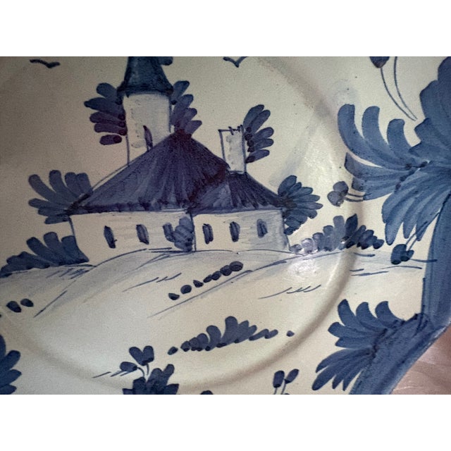 Ceramic Pair of Delft Style Vintage Hand Painted Plates For Sale - Image 7 of 15