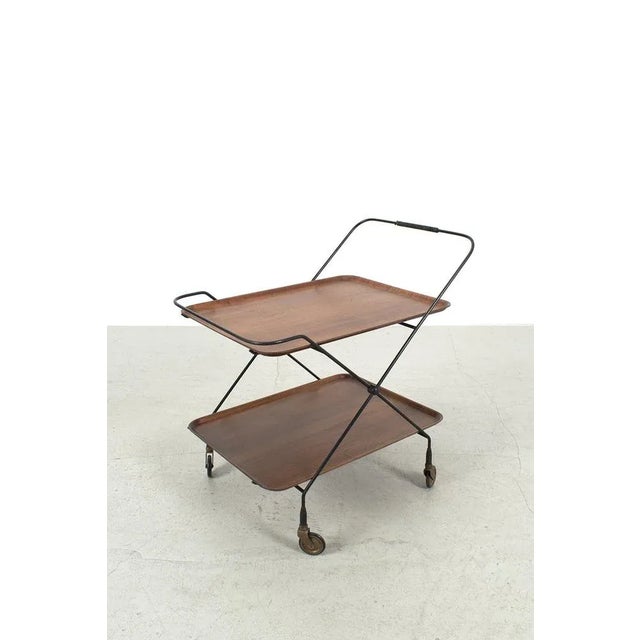 Brown Teak and Wire Trolley by Jie Gantofta for Paul Nagel For Sale - Image 8 of 8
